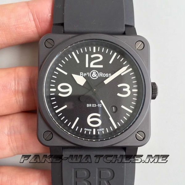Bell And Ross Replica BR03 92 Rubber Belt Noctilucent Material BR